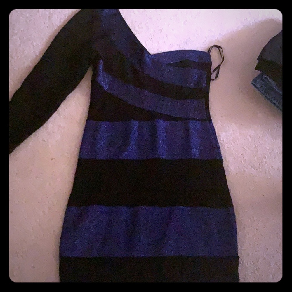 Tight black and blue dress